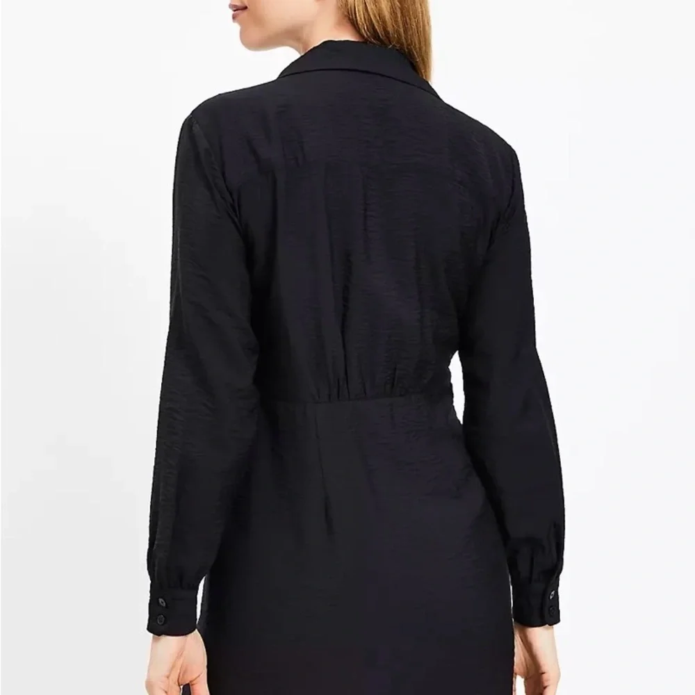 LOFT Dahlia Tie Front Mini Shirtdress - size 0P - Picture 4 of 6
